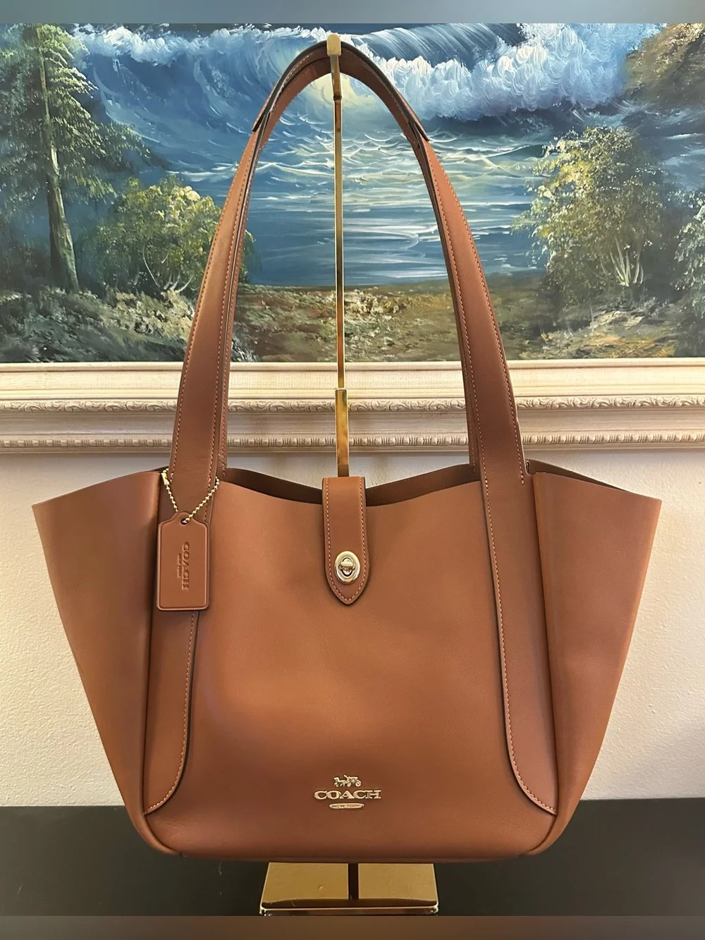 Coach Hadley leather turnlock tote